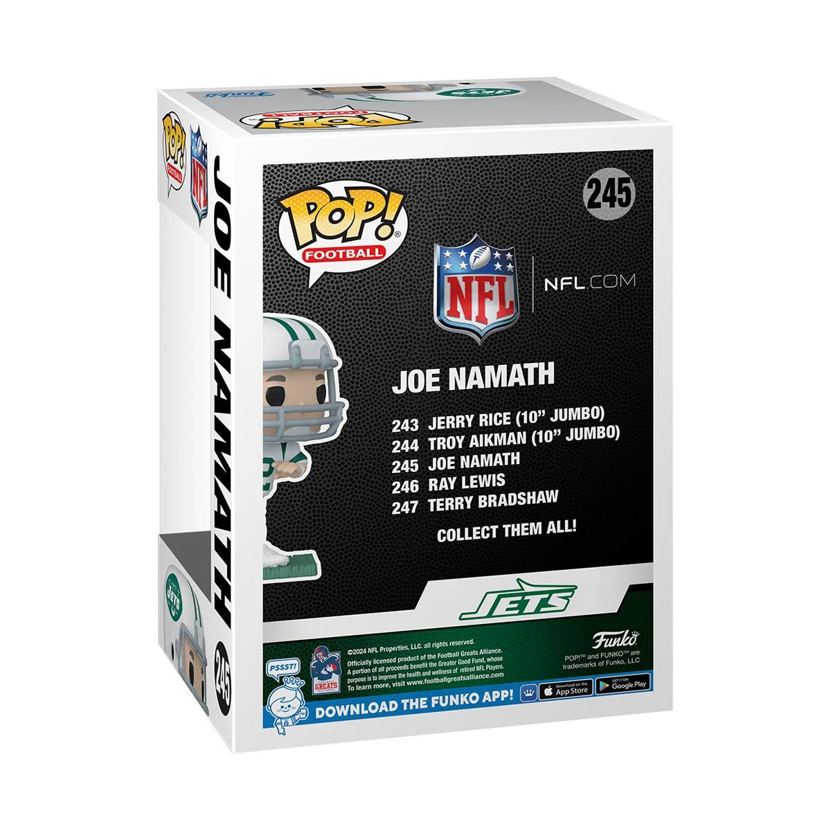 Funko Pop! NFL Legends Jets Joe Namath Vinyl Figure #245 with protector box
