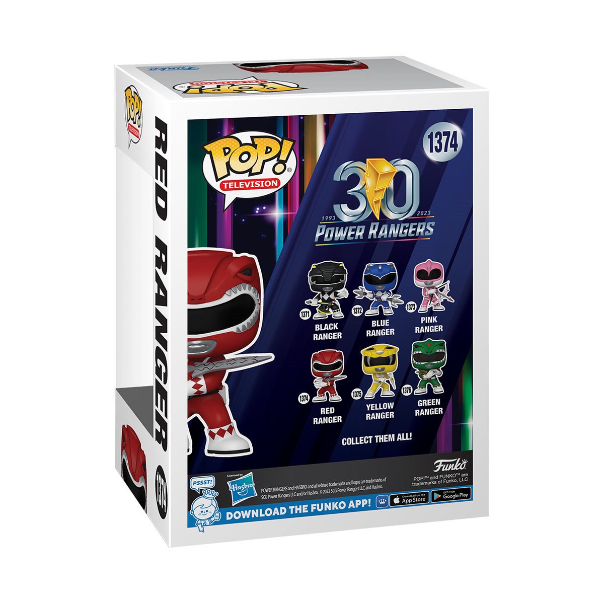 Funko Pop! Mighty Morphin Power Rangers 30th Anniversary Red Ranger Vinyl Figure #1374 with protector