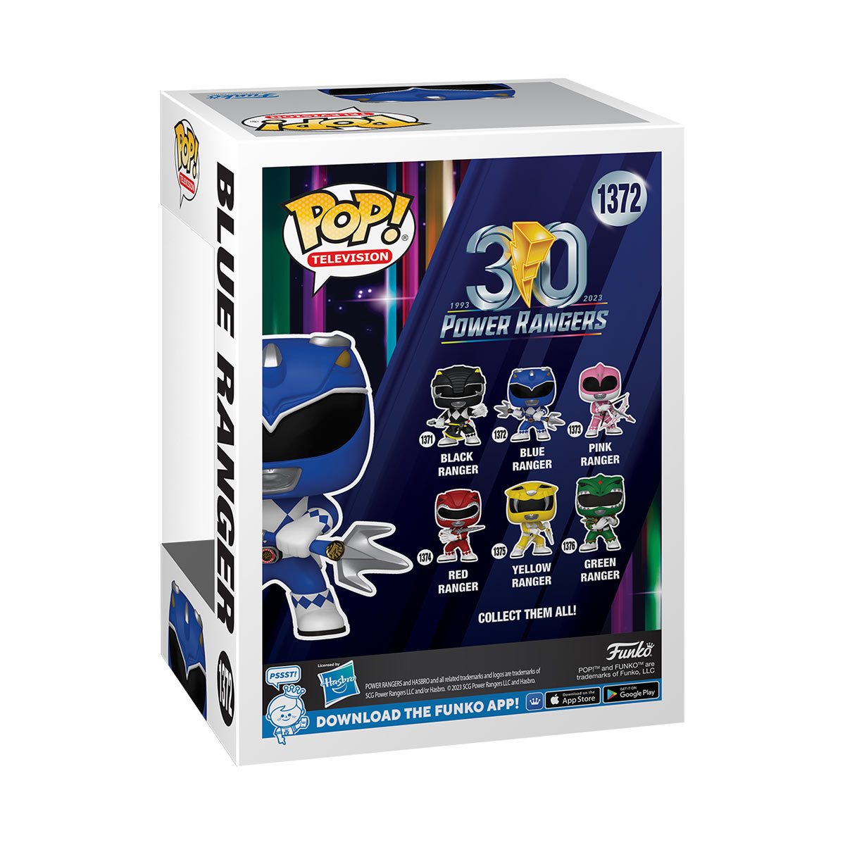 Funko Pop! Mighty Morphin Power Rangers 30th Anniversary Blue Ranger Vinyl Figure #1372 with protector box