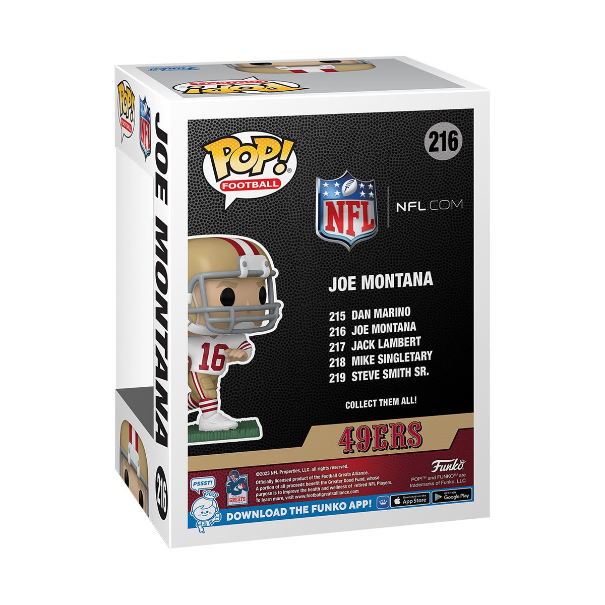 Funko Pop! NFL: Legends Joe Montana (Away) Vinyl Figure #216 with protector box