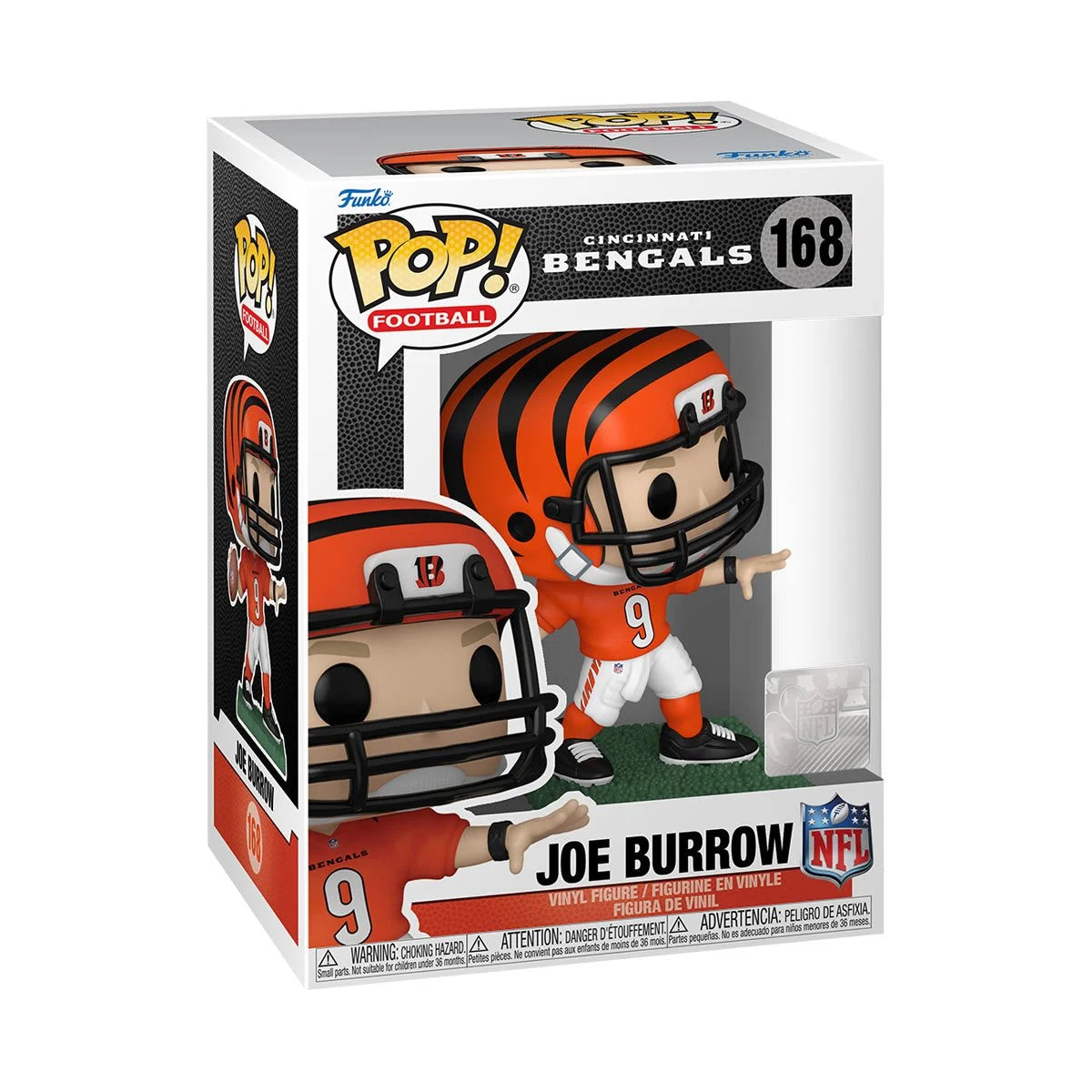 Funko Pop! NFL Cincinnati Bengals Joe Burrow Vinyl Figure #168 with protector box
